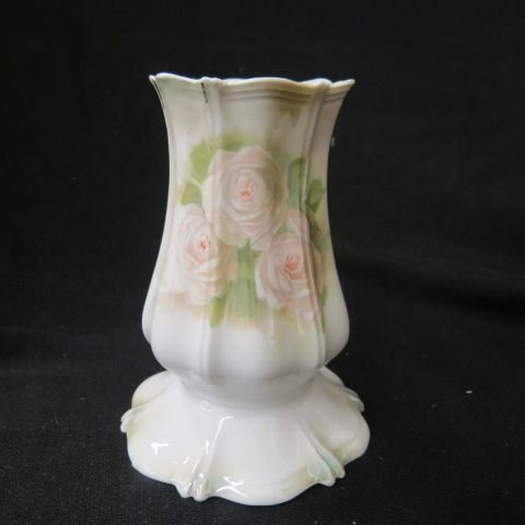 R.S. Prussia Porcelain Muffineer or Sugar Shaker,: white roses, scarcer Royal Vienna mark also, 5", could be used as a hatpin holder also, excellent.