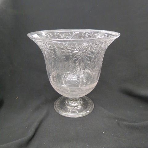 Fine Engraved Crystal Vase,: floral & garland, attributed to Pairpoint, 9".