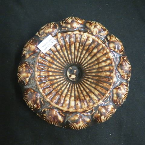 Rockingham Pottery Spittoon,: shell decor, 8", 1852-1858.