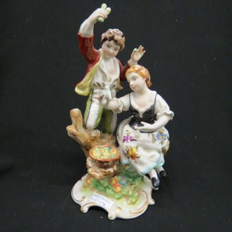 Porcelain Figure of Young Boy and Girl,: by Joyeria Rosada, designer at Lladro factory, 9 1/4" , excellent