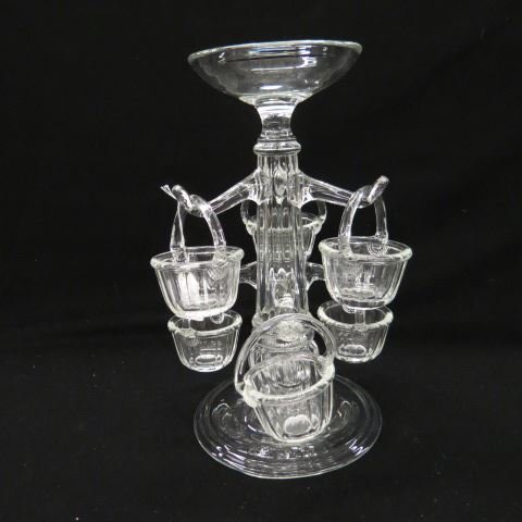 Crystal Epergne,: six buckets and center dish, 13 1/2", scarce.