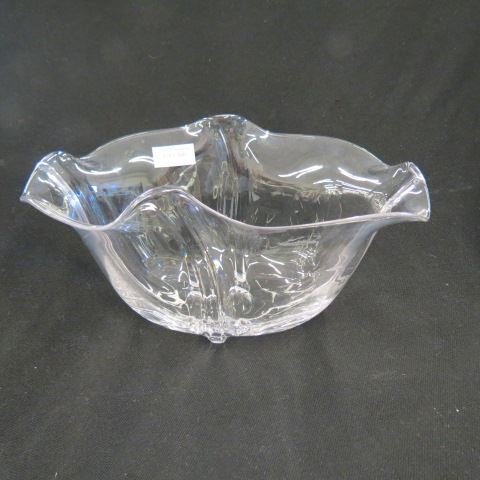 Steuben Crystal Oval "Handkerchief" Bowl: or centerpiece, 8 1/2" x 11".