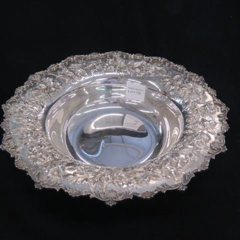 Kirk Sterling Silver "Repousse" Bowl,: 11 1/2" diameter, superb floral, #179, hand decorated, 577 grams...Baltimore's prominent silverware manufacturing company, Samuel Kirk & Son, began in 1815 when Philadelphia-trained Samuel Kirk finish