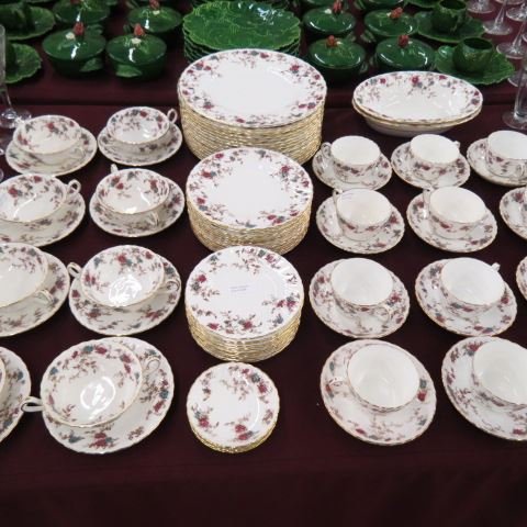 86 pcs. Minton "Ancestral" China Dinner Service: for 12, plus 8 creamsoups & servers, pattern S-376, excellent...Minton's Ltd, was a major ceramics manufacturing company, originated with Thomas Minton (1765–1836) the founder of "Thomas Minton and 