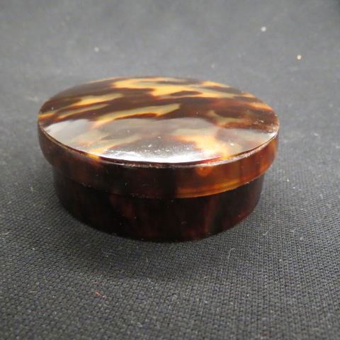 Tortoise Shell Box,: 3 1/2" diameter, circa 1890, excellent.