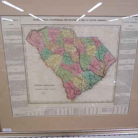J. Drayton & Samuel Hufty Map of South Carolina: circa 1850's, with population counts for slaves and free blacks, approx 20 1/2" x 14 1/2".