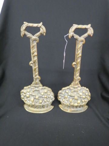 Pair of Cast Iron Figural Doorstops,: basket of fruit, bronzed, 13 1/2".