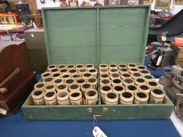 58 Edison Cylinders,: gold molded, wide variety, in wooden box.