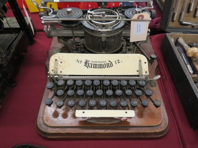 Antique Typewriter "Hammond #1",: oak base.