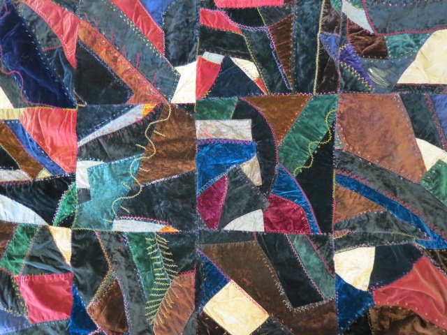 Victorian Handmade Crazy Quilt, crib size,: 58\" X 42.