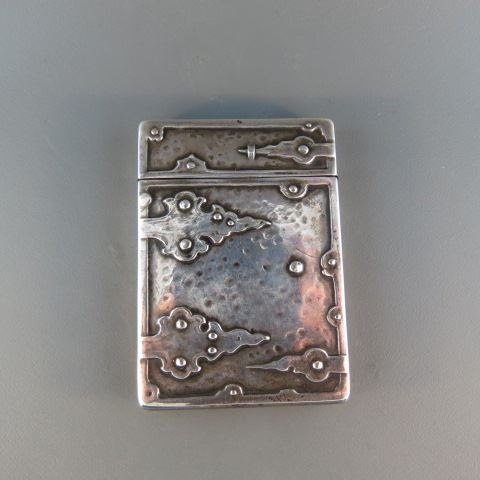 Sterling Silver Match Safe,: Arts & Crafts style, 2 3/8" x 1 3/4".