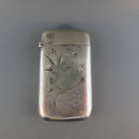 Pairpoint Silverplate Match Safe,: floral.
