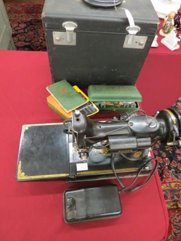 Singer Featherweight Sewing Machine,: with case and attachments