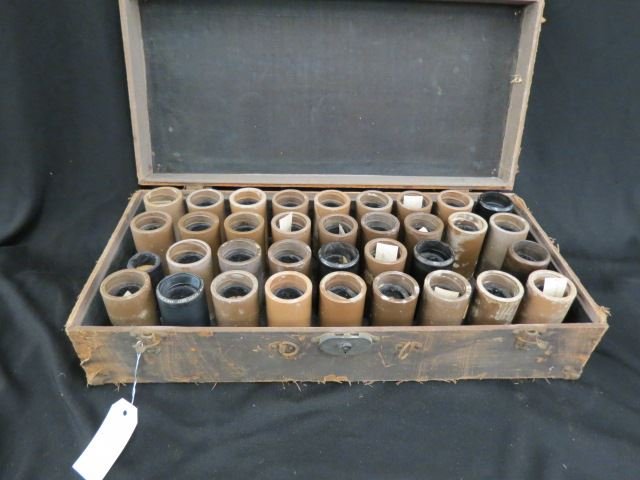 Old Edison Cylinders,: 34" case.