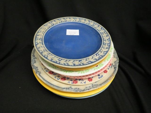Collection of 8 Plates,: jasperware, baby plate, Saturday Evening Girls pottery, Ironstone, Fiesta and more, 7 1/2" to 10"