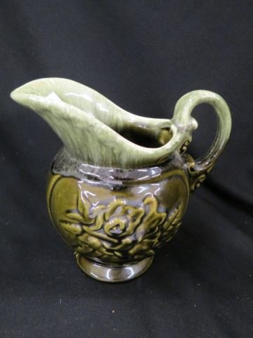 Hull Art Pottery Pitcher,: green slip glaze, 7", excellent