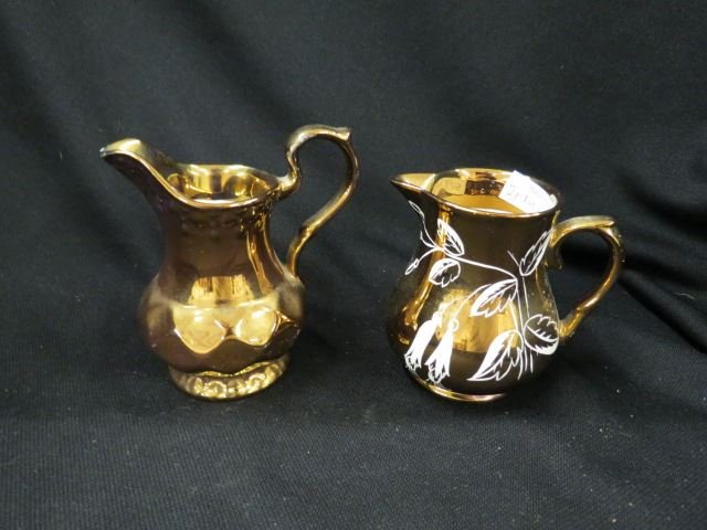 2 English Copper Luster Creamers,: by Wade, 4", excellent