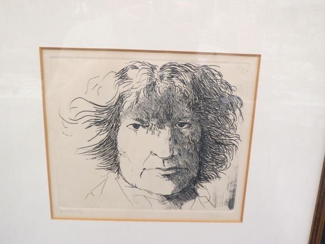 Leonard Baskin, etching, Portrait of Goya,: pencil signed, artist proof, image area 8 3/4" x 7 1/4"....Printmaker, sculptor and book designer, Leonard Baskin was born in New Brunswick, New Jersey, the son of a rabbi. In 1937-39 he studied with
