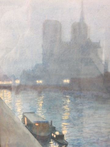 Thomas Buford Meteyard, watercolor,: "Notre Dame, Paris Storm", image area 14 3/4" x 10 1/2", well listed artist, 1865-1928.....THOMAS BUFORD METEYARDMeteyard, from Rock Island, Illinois (b. November 12, 1865), was one of many American i