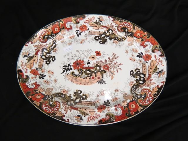 Ridgeway Ironstone Platter,: Oriental designs, 19th century, oval, 16" X 19".