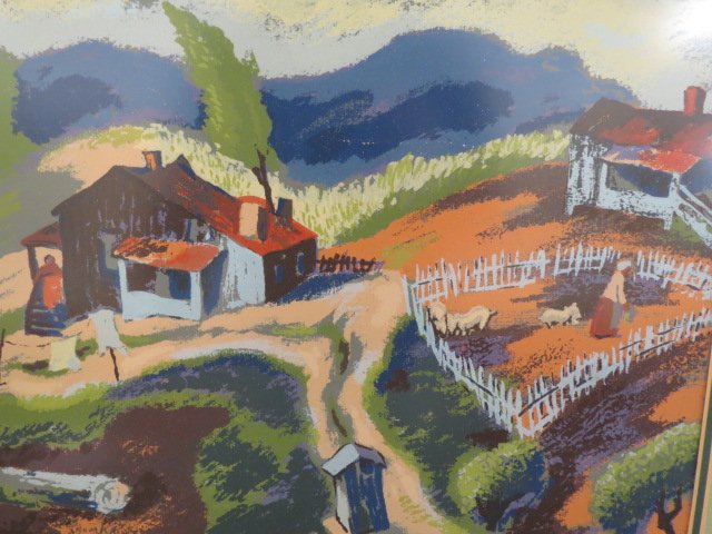 Abram Tromka,: silkscreen, farm scene, well listed artist 1896-1954, image area approx. 15" X 18"....The following, submitted October 2005 by William Woolf, is a biography of the artist created by his wife, Ann Trom