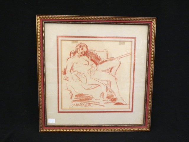 Jan De Ruth,: Crayon drawing, seated nude, well listed artist 1922-1991, image area 12" X 12", nicely framed......Biography from RoGallery.com:Listed "Who was Who in American Art"Born Karlsbad, CzechoslovakiaStudie