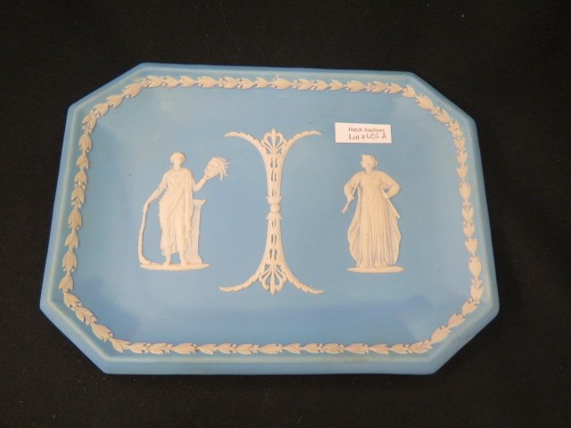 Wedgwood Jasperware Tray,: classical figures, early turquoise blue, 7.75" X 10.5", excellent.