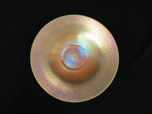 Steuben Art Glass Bowl,: golden aurene on calcite, 12.75" diameter, excellent.