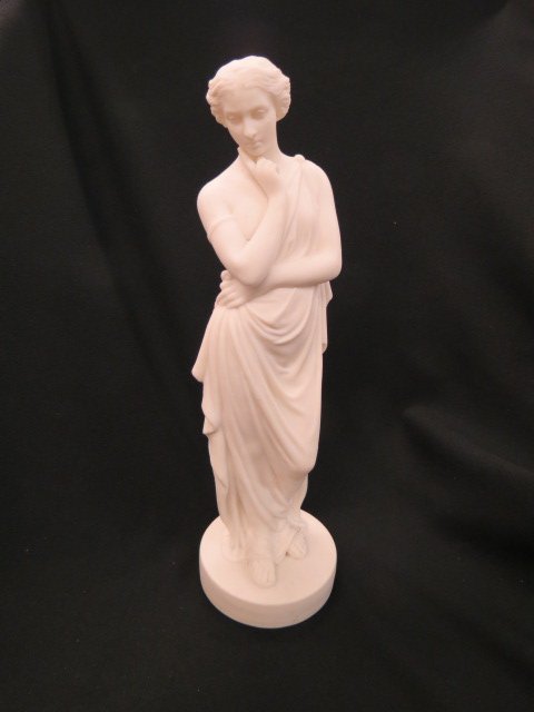 Parian Figurine of a Classical Lady,: draped gown, 14", excellent.