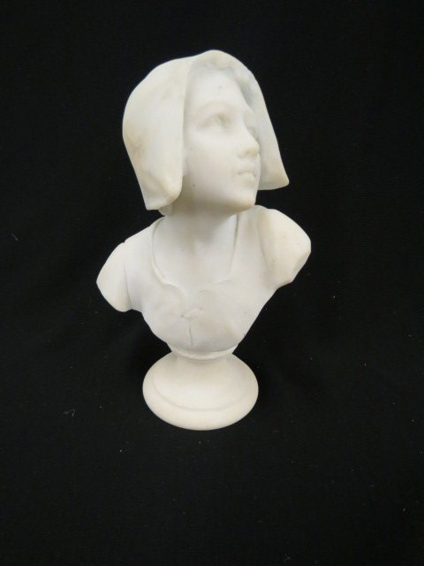 Italian Carved Marble Bust,: young lady, 7.25", a beauty!