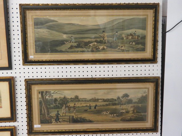 Pair of Partridge Hunting Lithographs,: after Henry Alken, late 19th cenury, image area 26" X 9", in original frames.