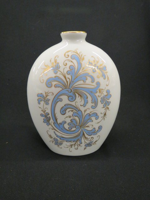 Porsgrund Norway Porcelain Vase,: stylized blue floral and gold, 7.5", excellent...The company's production plant is a popular tourist attraction. The company was founded by Johan Jeremiassen in 1885 and has produced designs by Norweg
