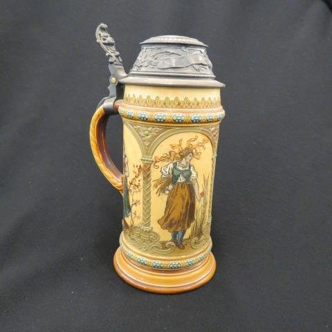Mettlach Pottery Etched Stein, (1 of 5)