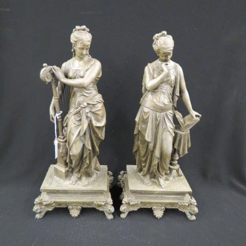 Pair of Victorian Spelter Figurines of Muses, (1 of 5)