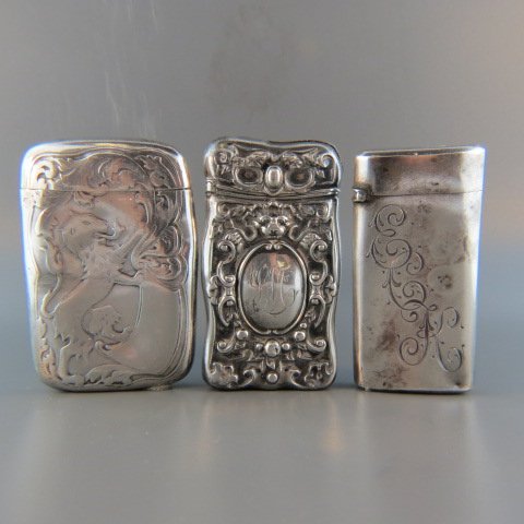 3 Victorian Sterling Match Safes, (1 of 2)