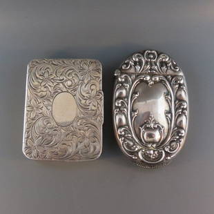 2 Sterling Silver Match Safes,: oval by Simon Brothers and box style by Reed and Barton.