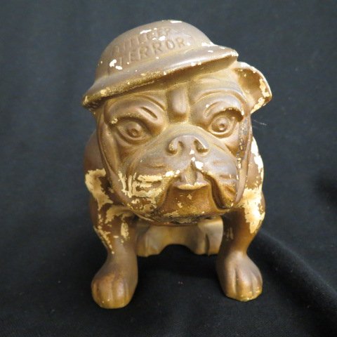 "Hitler Terror" Military Figurine of a Bulldog,: with helmet, WWII, 6", original.