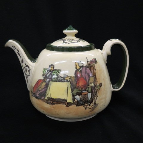 Royal Doulton Seriesware Teapot,: couple at the table, D#3367, circa 1910, 6".