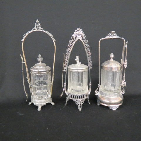 3 Victorian Silverplate Pickle Castors, (1 of 4)