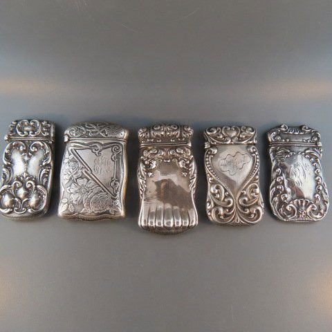 5 Sterling Silver Match Safes, (1 of 4)