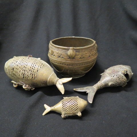 4 African Brass Items, (1 of 9)