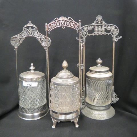3 Victorian Silverplate Pickle Castors, (1 of 4)