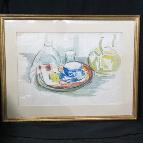 Ben Benn, watercolor,: still life with tableware, signed and dated 1934, image area approx 18" x 26", well listed artist....Benn Benn was a pioneer American modernist whose independent style defied stylistic classification.