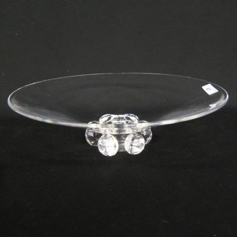 Steuben Crystal Bowl,: six ball base, 12" diameter, 3.75" tall....Steuben Glass Works started operation in October 1903. Carder produced blanks for Hawkes and also began producing cut glass himself. Carder's great love was 