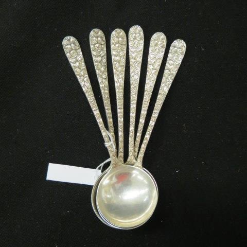 6 Schofield "Baltimore Rose" Sterling Soup Spoons, (1 of 4)