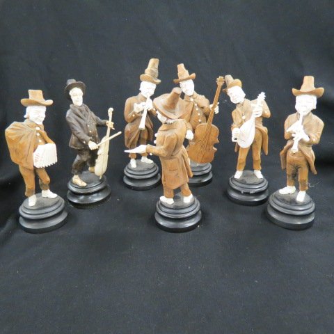 7 German Carved Ivory and Wood Musician Figures, (1 of 8)