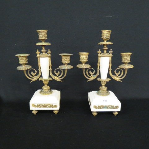 Pair of Bronze and Marble Candelabra, (1 of 4)