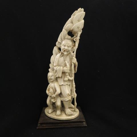 Chinese Carved Ivory Figurine of Immortal, (1 of 6)