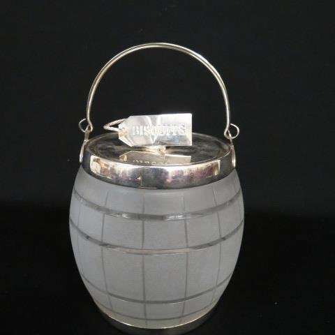 English Crystal and Silverplate Biscuit Jar, (1 of 3)