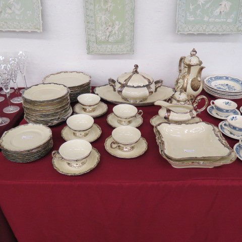 49 pcs. Silver Overlay China Dinnerware, (1 of 5)